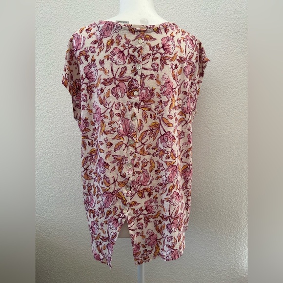 HAUTE HIPPIE Floral Print Women's Top size L 100% LINEN - Picture 2 of 5
